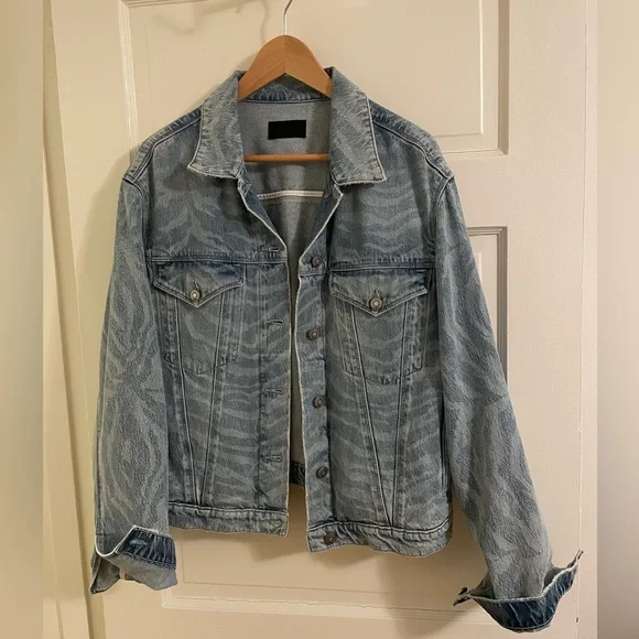Rta Zebra Print Jean Jacket Size M - Picture 1 of 5